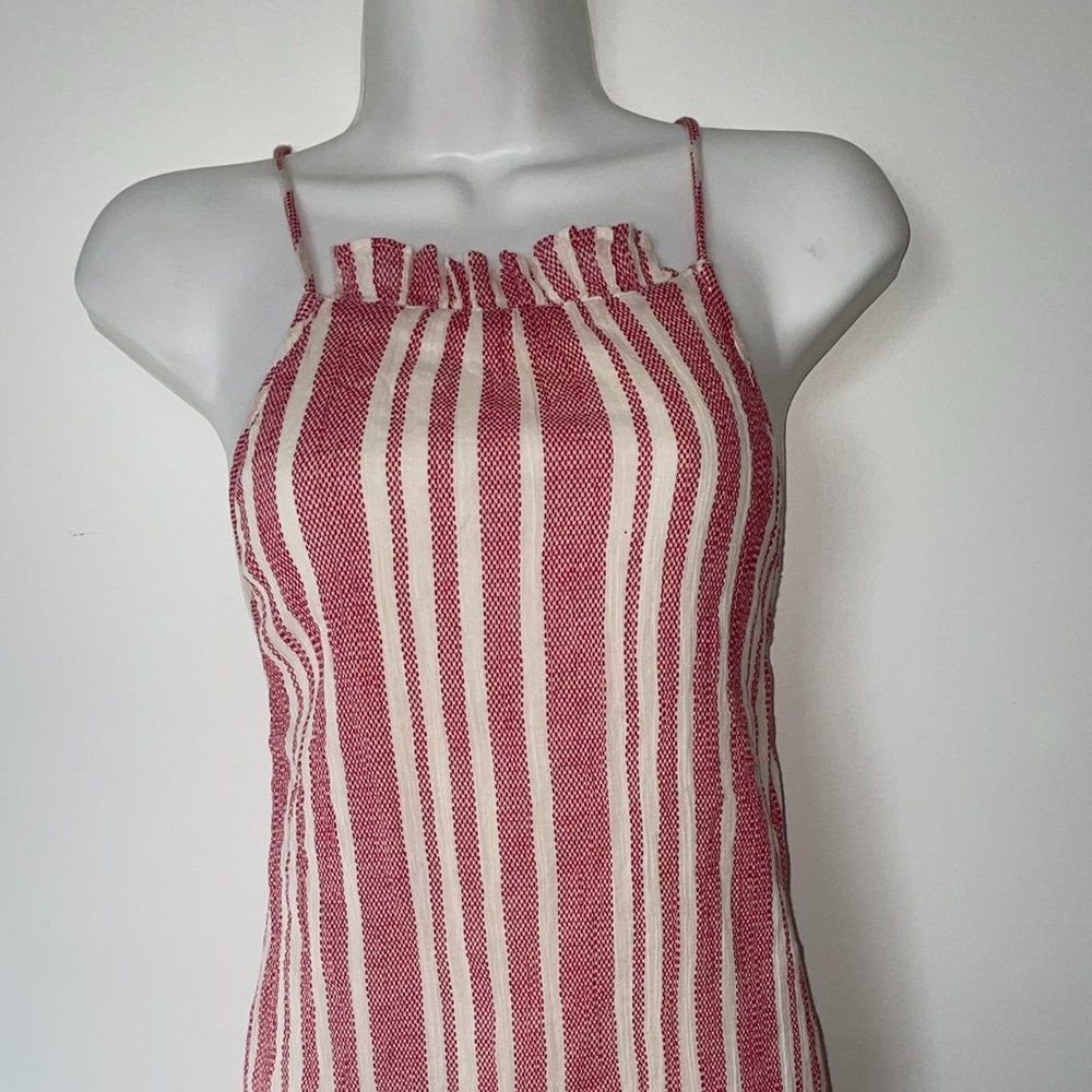 Tularosa White and Red Cotton Halter Top Dress